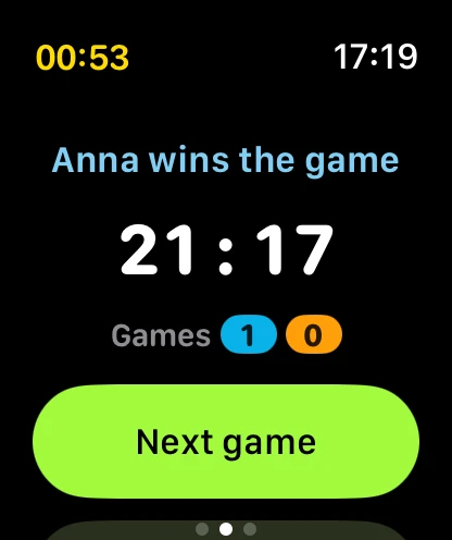 Badminton Score on Apple Watch