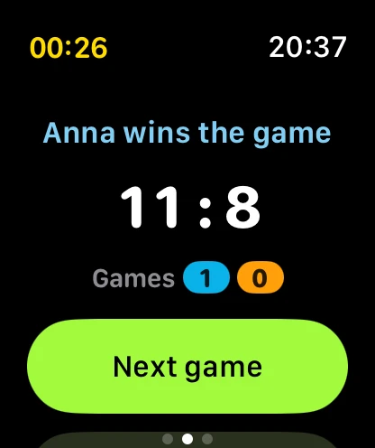 Table Tennis Score on Apple Watch